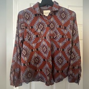 Vintage Geometric Button-Up Shirt